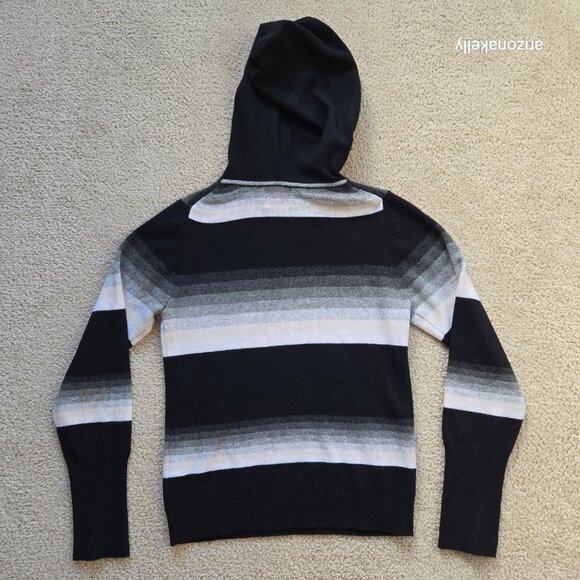 Brodie Cashmere Pullover Hoodie Stripe XS Black White Grey - Picture 6 of 7